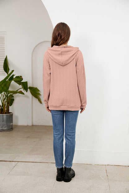 Hooded Drawstring Pocket Loose Pullover Sweater