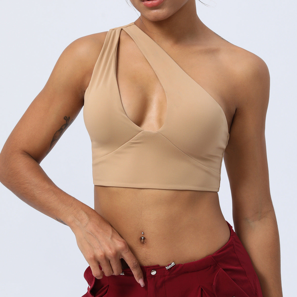 Oblique One Shoulder Yoga Bra