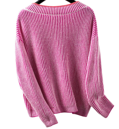 V-neck Striped Pullover Sweater