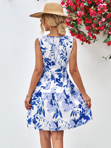 Popular Floral V-neck Sleeveless Dress