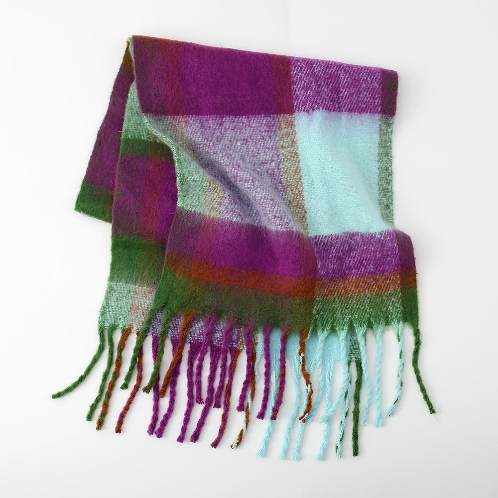 Cashmere Mohair Plaid Scarf