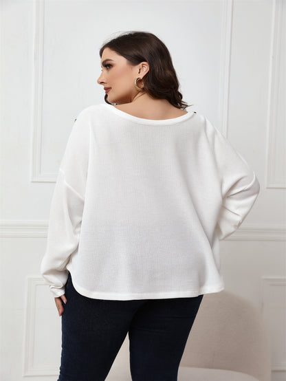 Plus Size Long Sleeve Off Shoulder Top