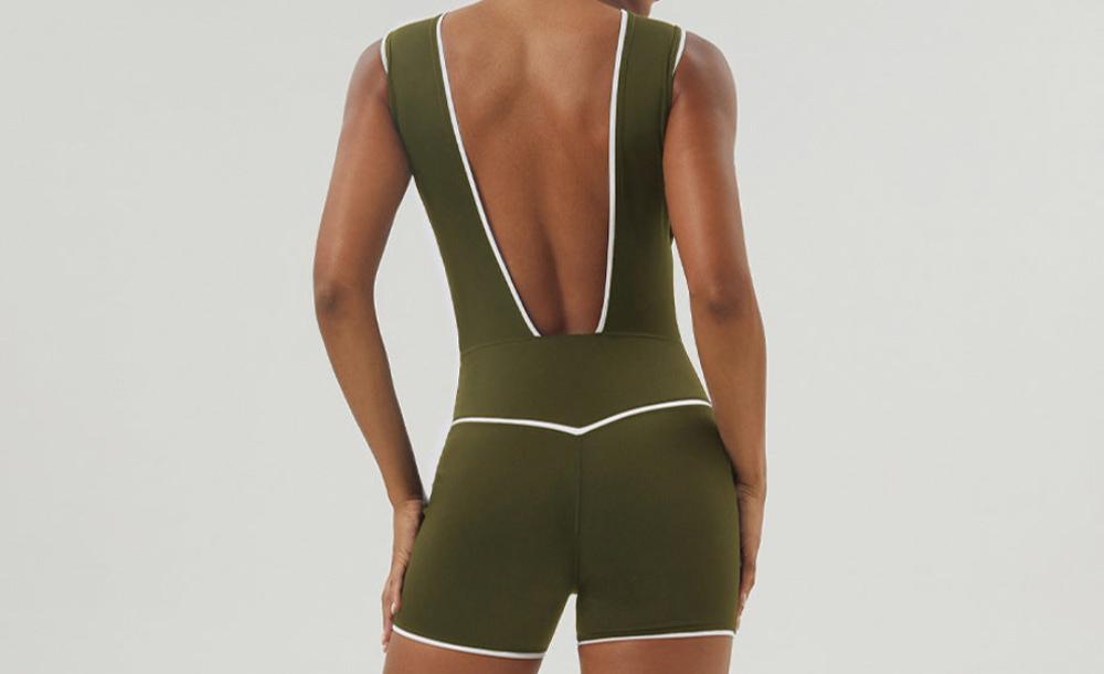 Bare Back Yoga Bodysuit V-Shaped Hip Lifting Sports Workout Romper