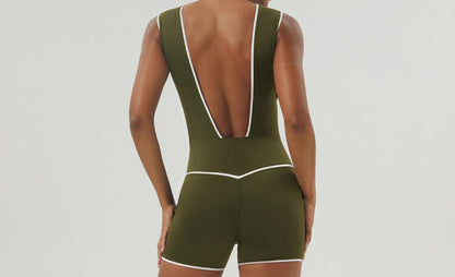 Bare Back Yoga Bodysuit V-Shaped Hip Lifting Sports Workout Romper