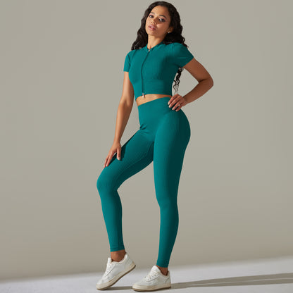 Seamless Knitted Hip High Waist Yoga Running Fitness Sports Suit