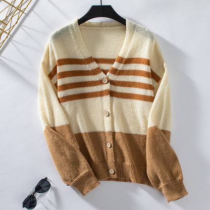 Striped Button Knitted Cardigan