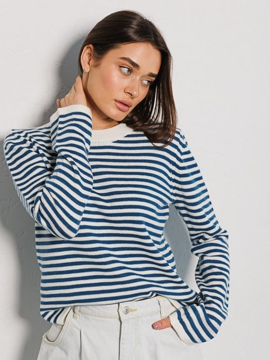 Striped Trendy Contrast Color Knitted Sweater