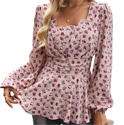 Puff Sleeve Floral Long Sleeve Top