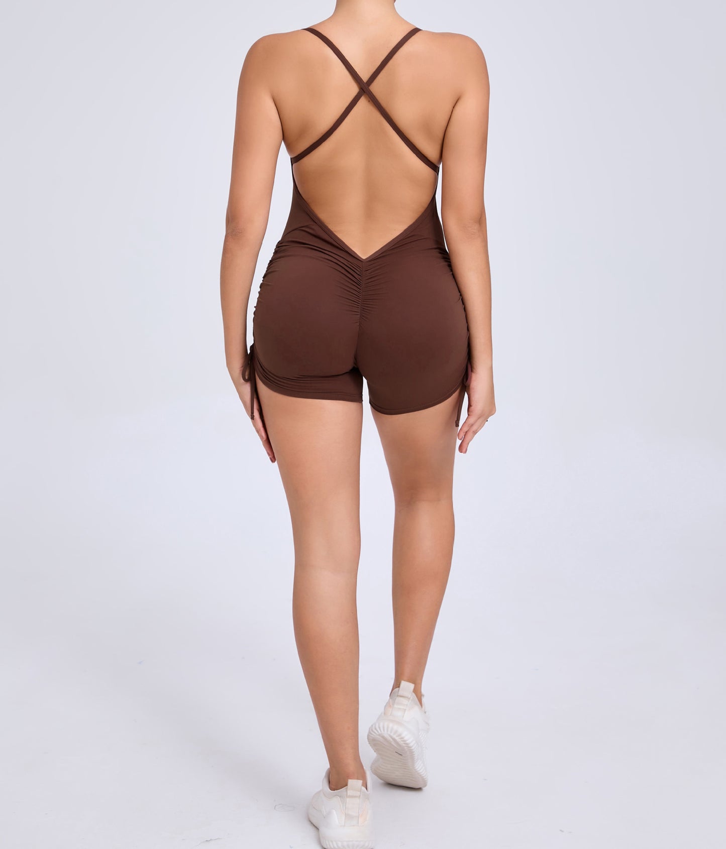 Hollow Cutout Side Drawstring Yoga Fitness Tight Sports Romper