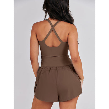 Hollow Cutout Sling Slim High Waist U-Collar Exercise Yoga Romper