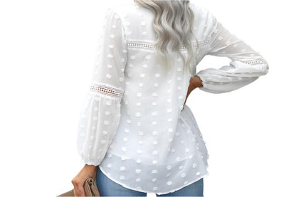 Lace Chiffon Long Sleeve Shirt Top