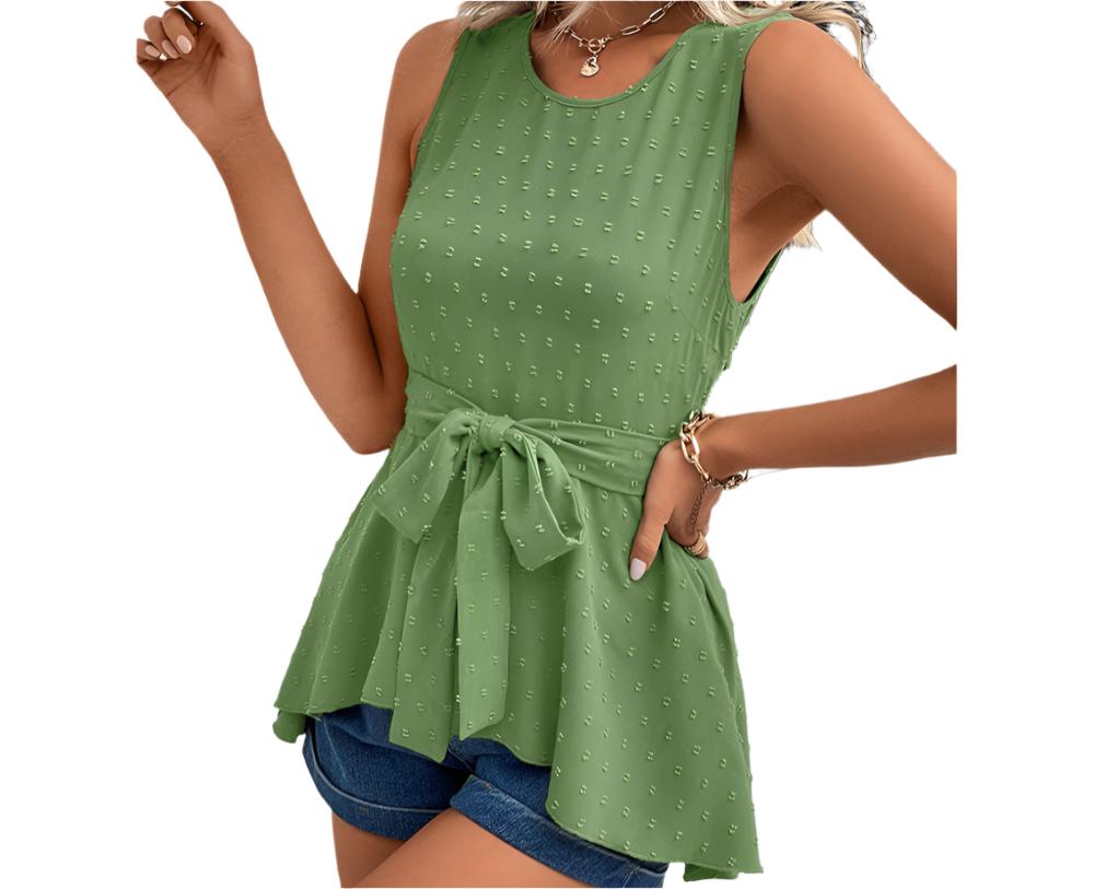 Popular Tie Sleeveless Solid Color Top