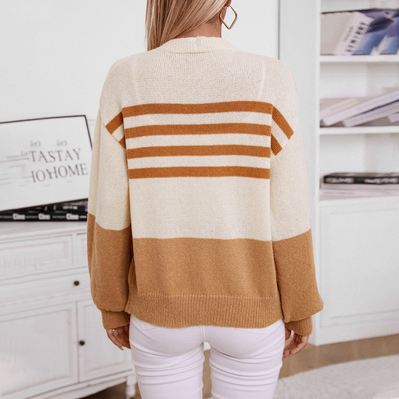 Striped Button Knitted Cardigan