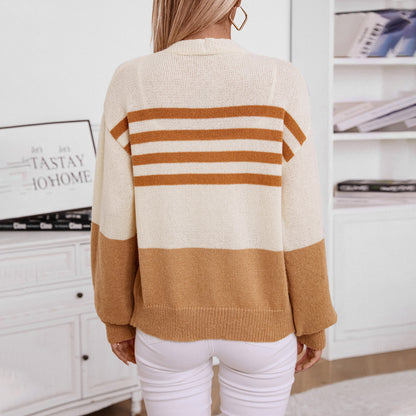 Striped Button Knitted Cardigan