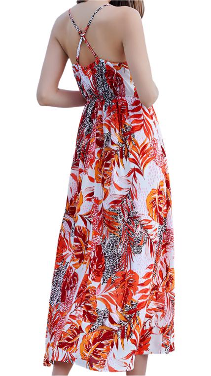 Bohemian Printed V-neck Dress