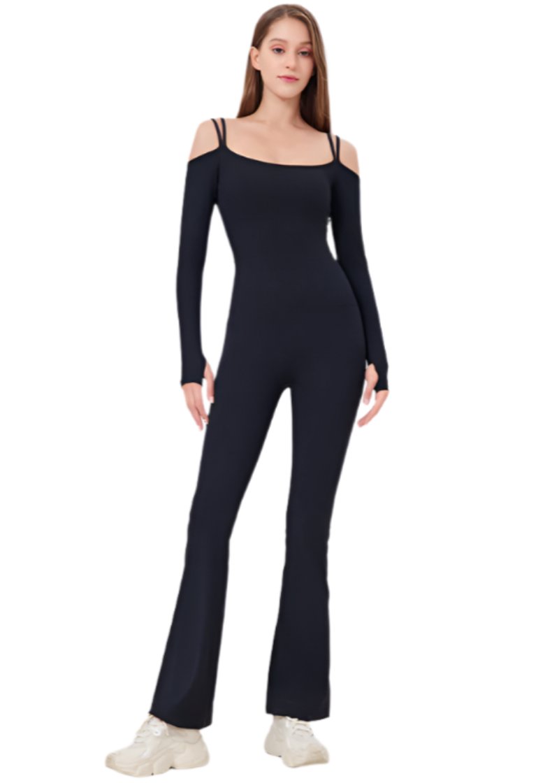 Tight Nude Feel Yoga Off The Shoulder Sports Fitness Running Jumpsuit