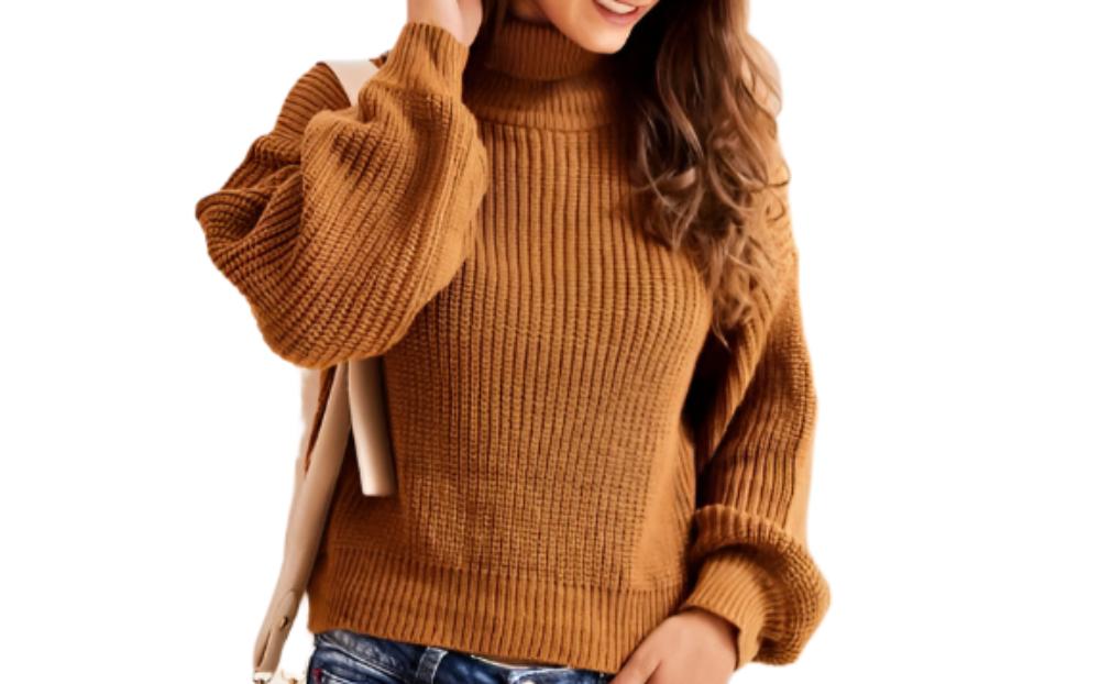 Elegant Graceful Niche Design Turtleneck Soft Glutinous Knitted Sweater