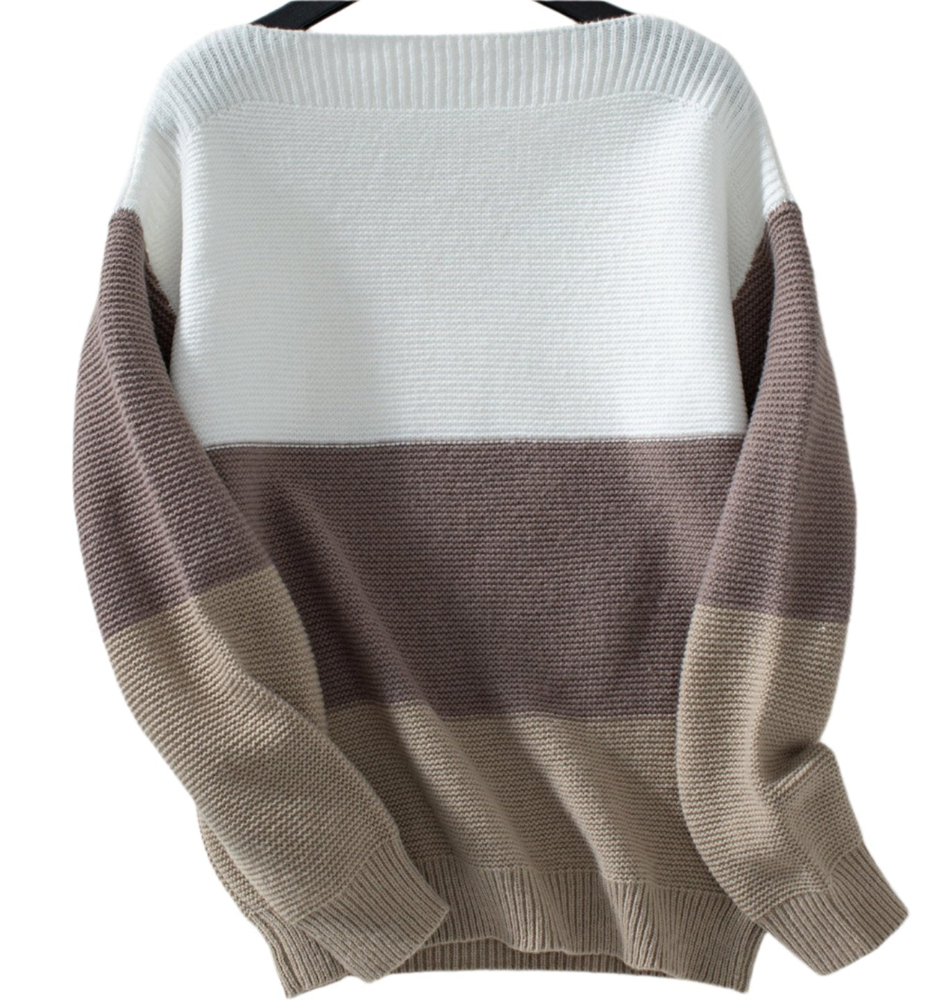 Contrast Color off Neck Button Pullover Sweater