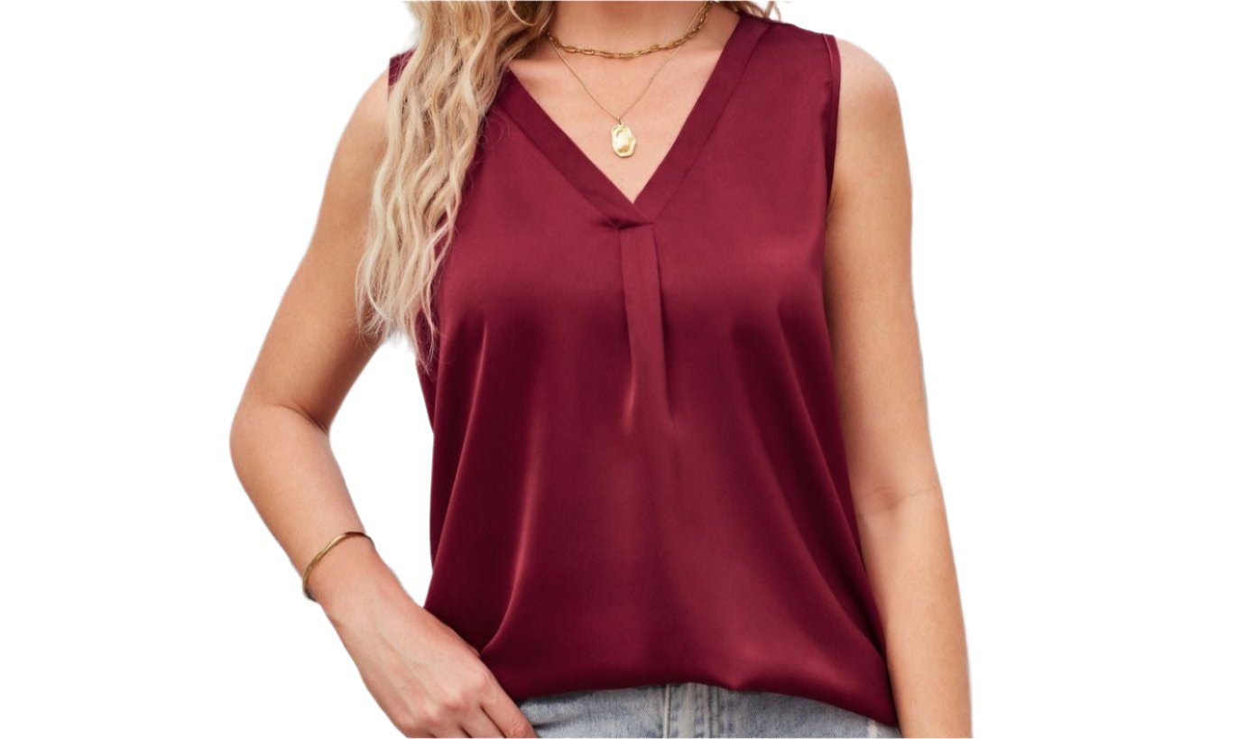 Satin V-neck Chiffon Shirt Blouse