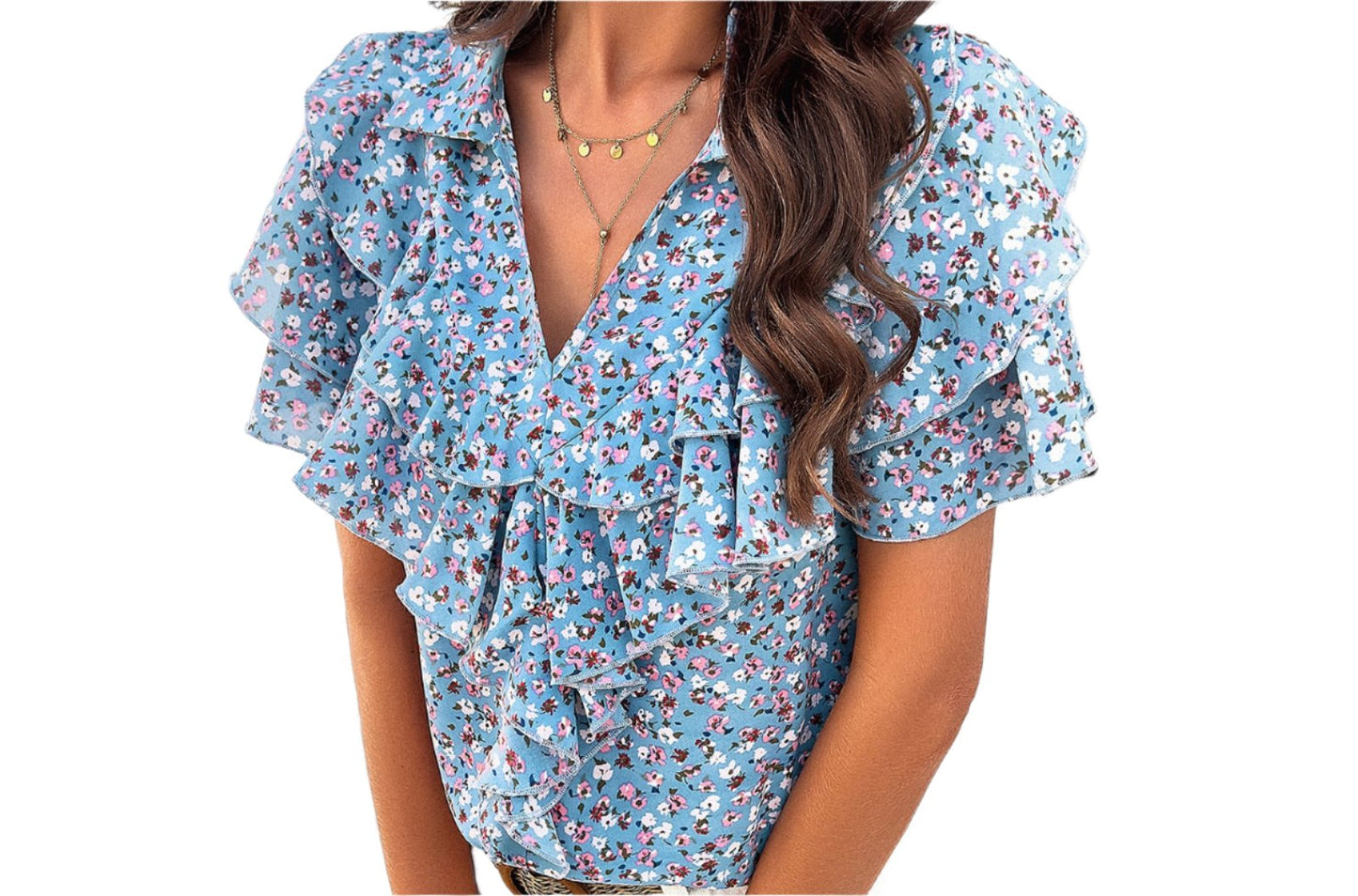 Elegant Print Ruffled Top