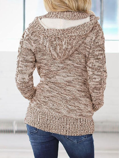 Knitted Hooded Long Sleeve Sweater Cardigan