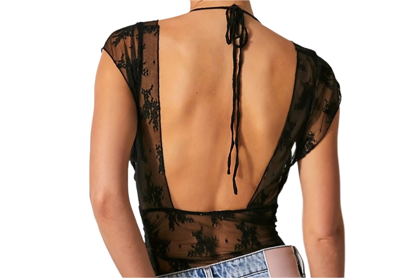 Sexy Floral Lace Backless Slim Fit Top