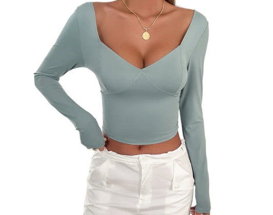 V-neck Slim Fit Long Sleeve Top