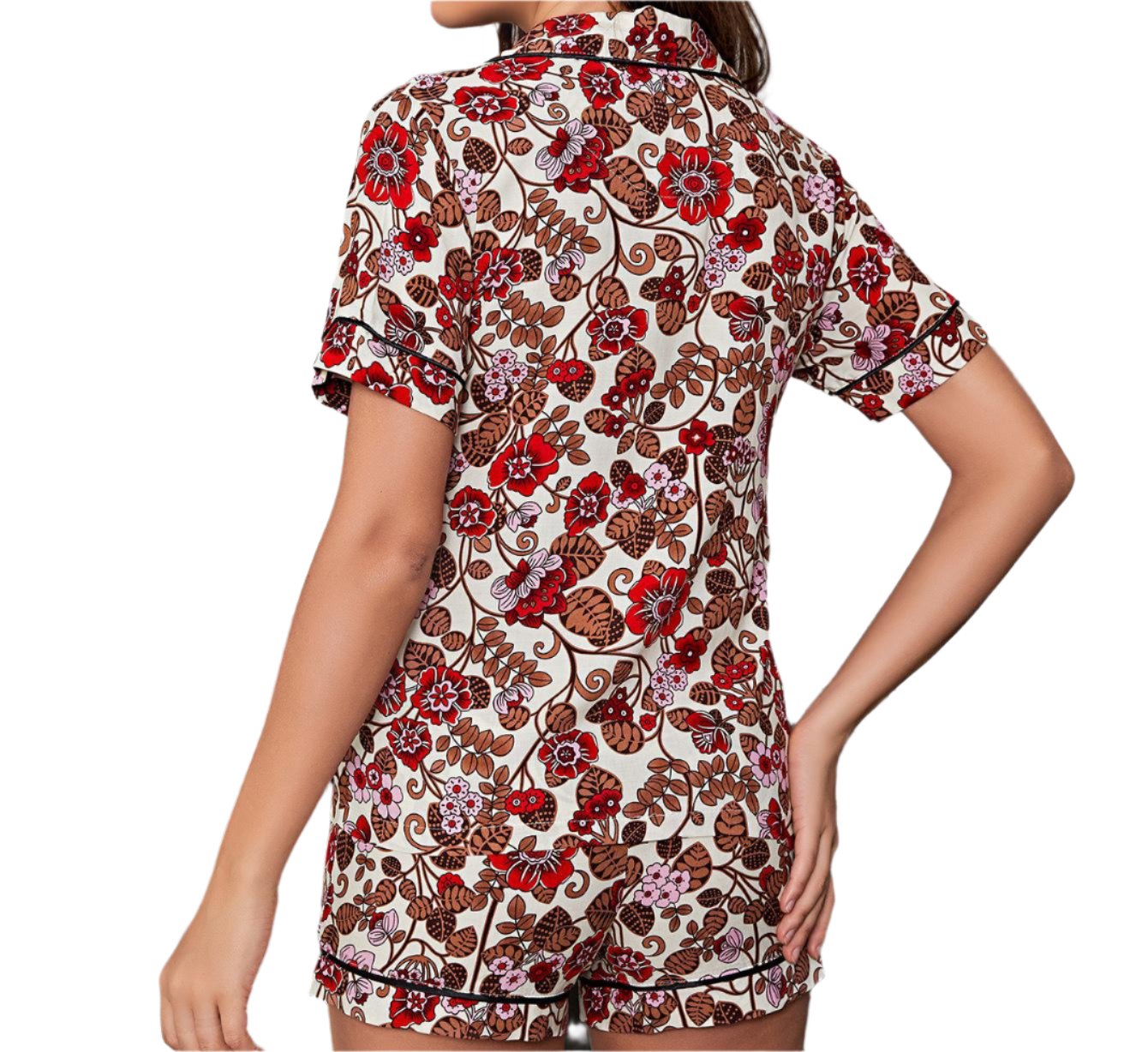 Printed Short Sleeved Two Piece Pajamas Set