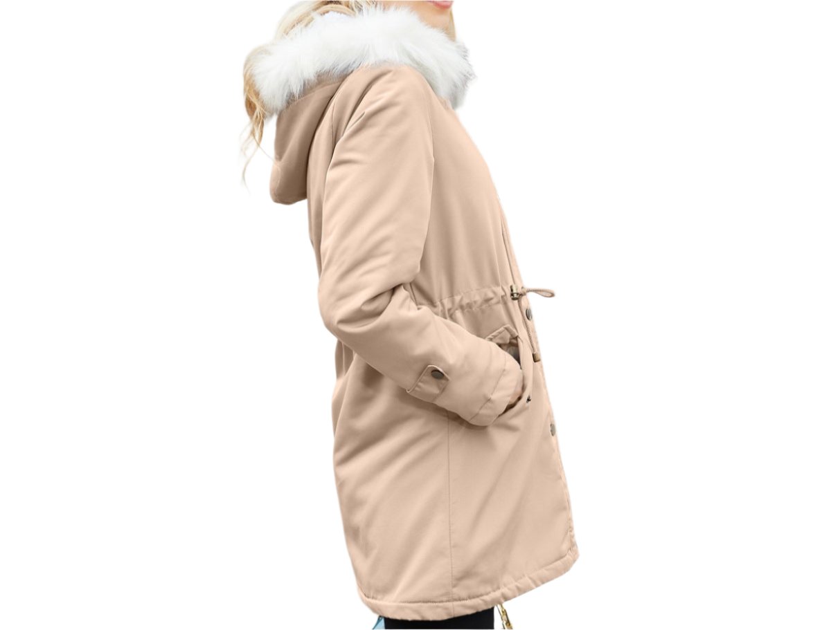 Detachable Fur Collar Hooded Cotton Padded Fleece Padded Coat