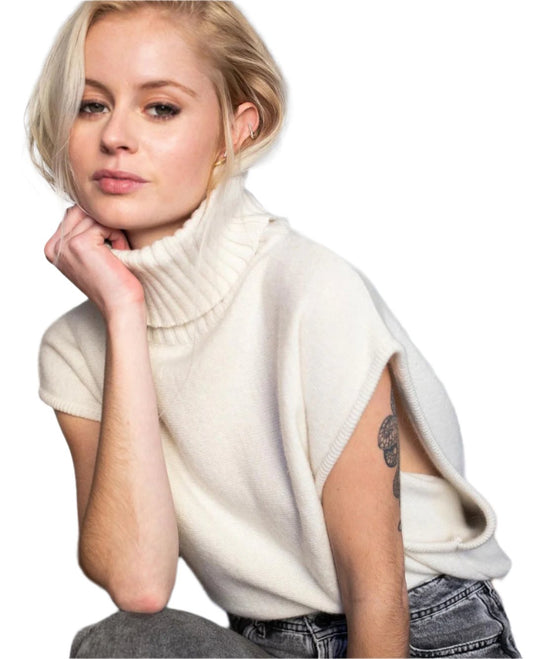 Turtleneck Sleeveless Casual Sweater