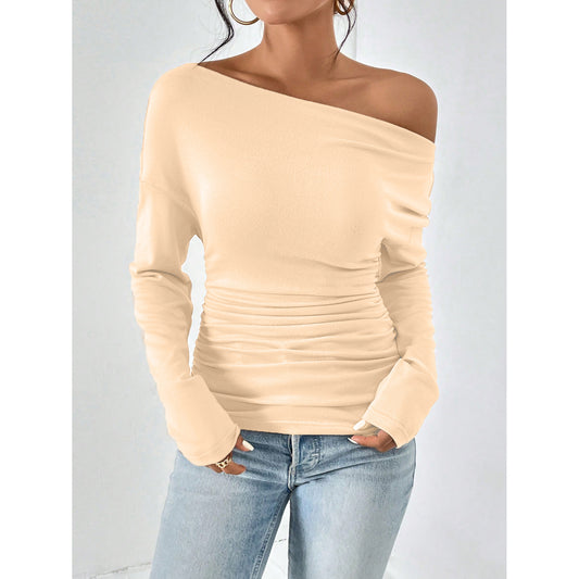 Long Sleeve Tight Slimming Off-Shoulder Top