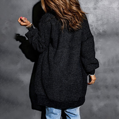 Long Sleeved Fleece Lined Sweater Cardigan