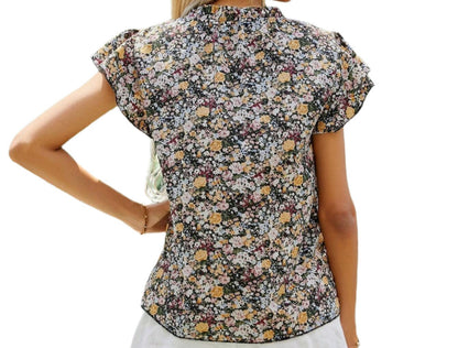 Floral Ruffle Sleeve Shirt Top