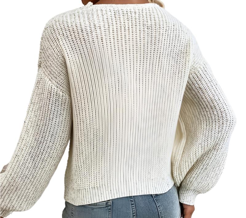 Elegant Cross V-neck Loose Pullover Sweater