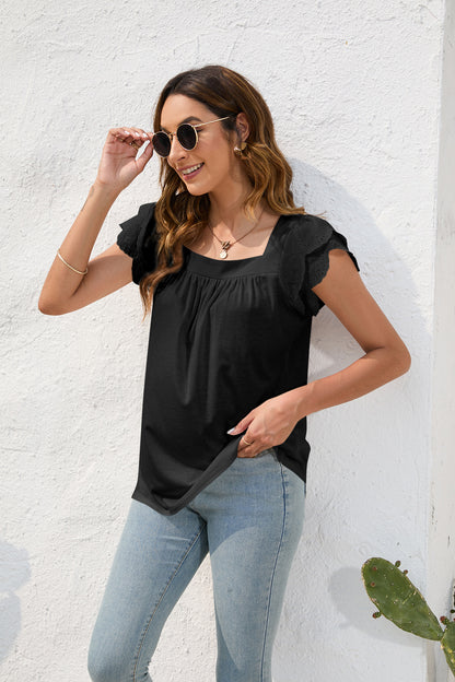 Casual Ruffle Short Sleeve Top