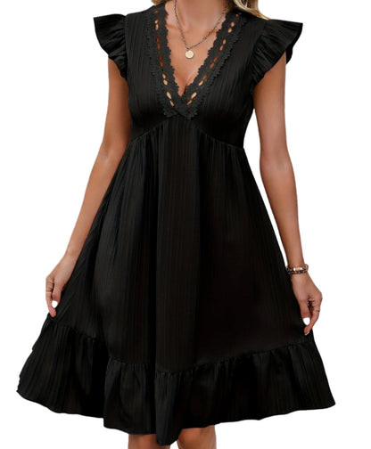 V-Neck Lace Edge Sexy Dress