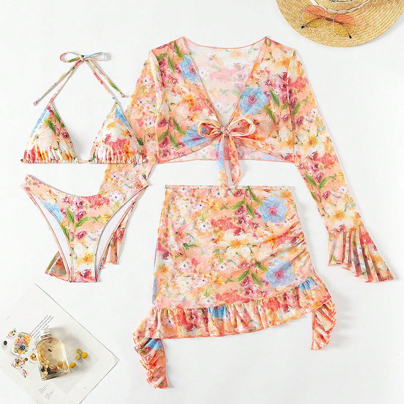 Printing Stylish Beach Three-Piece Bikini