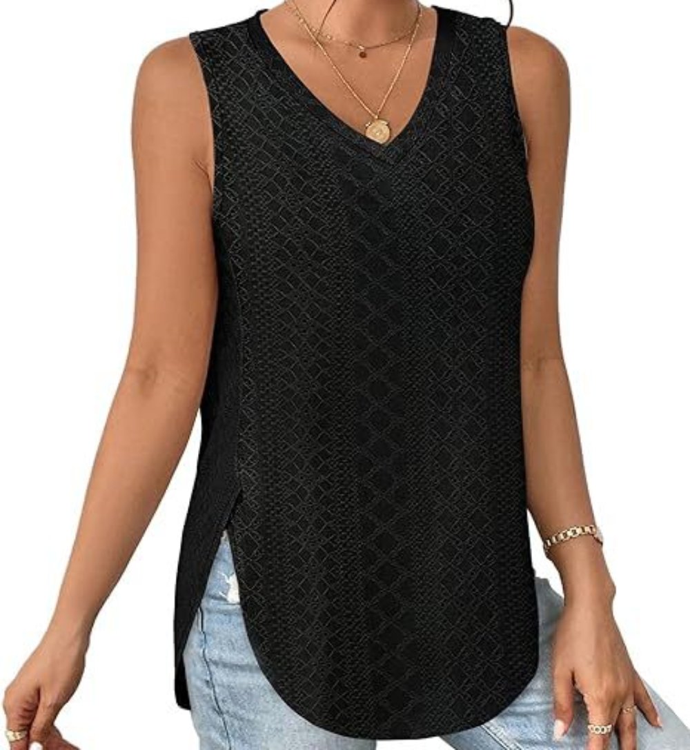 V-neck Split Tank Top