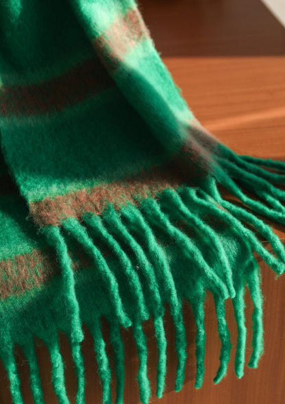 Thickened Yarn Braid Tassel Stripes Scarf