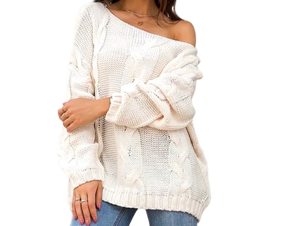 Loose Off Shoulder Pullover Sweater