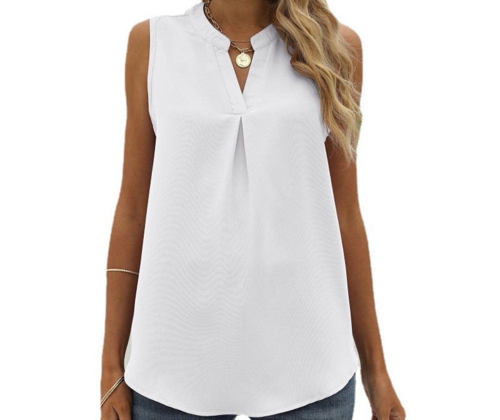 Chiffon Loose V-neck Sleeveless Top