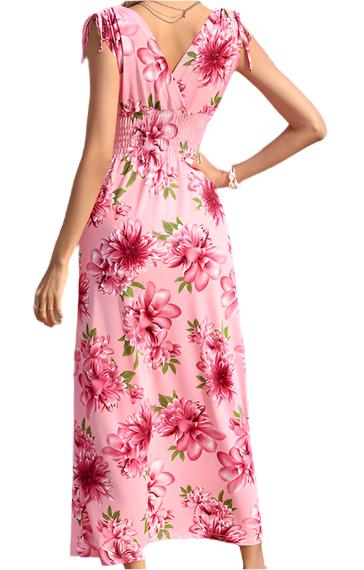 Floral Print V-neck Bohemian Dress