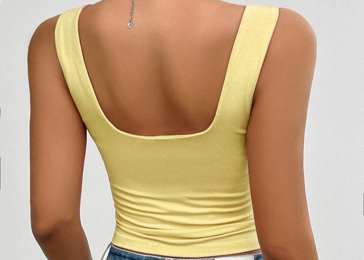 Solid Color Slim Fit Twisted Strap Top