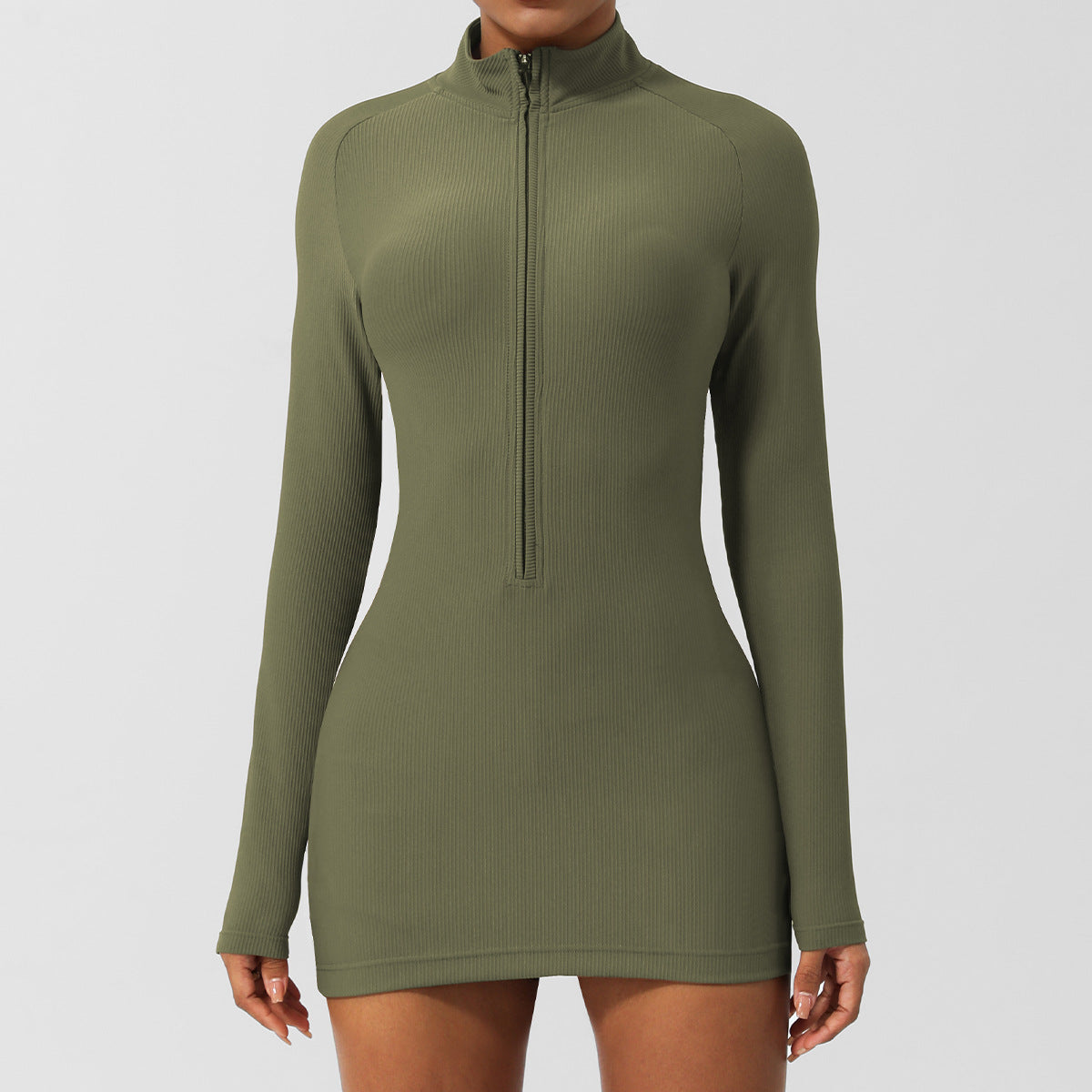 Long Sleeve Zipper Yoga Dress