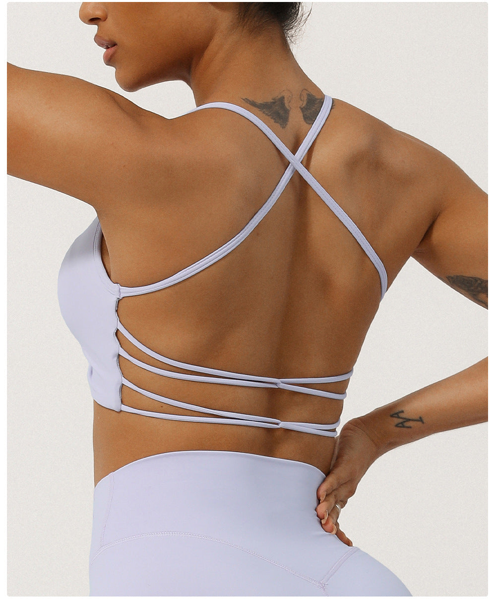 Wrinkle Cross Back Yoga Exercise Sports Bra