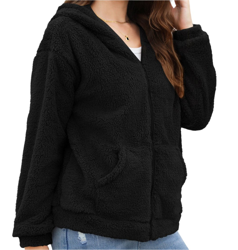 Casual Thickening Hooded Plush Coat