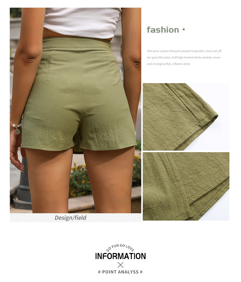 Button Loose-Fitting Culotte Skort