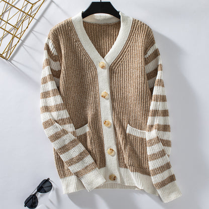 Striped Button Knitted Cardigan