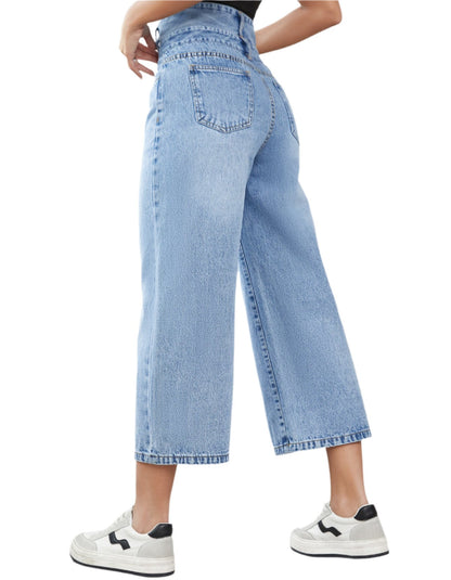 Denim Straight High-Waist Cropped Jeans