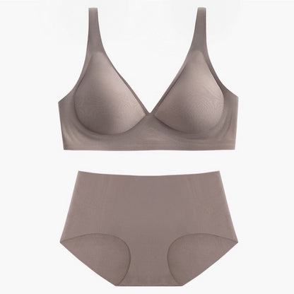 Nude Feel Seamless Thin Soft Support Comfortable Bra Set